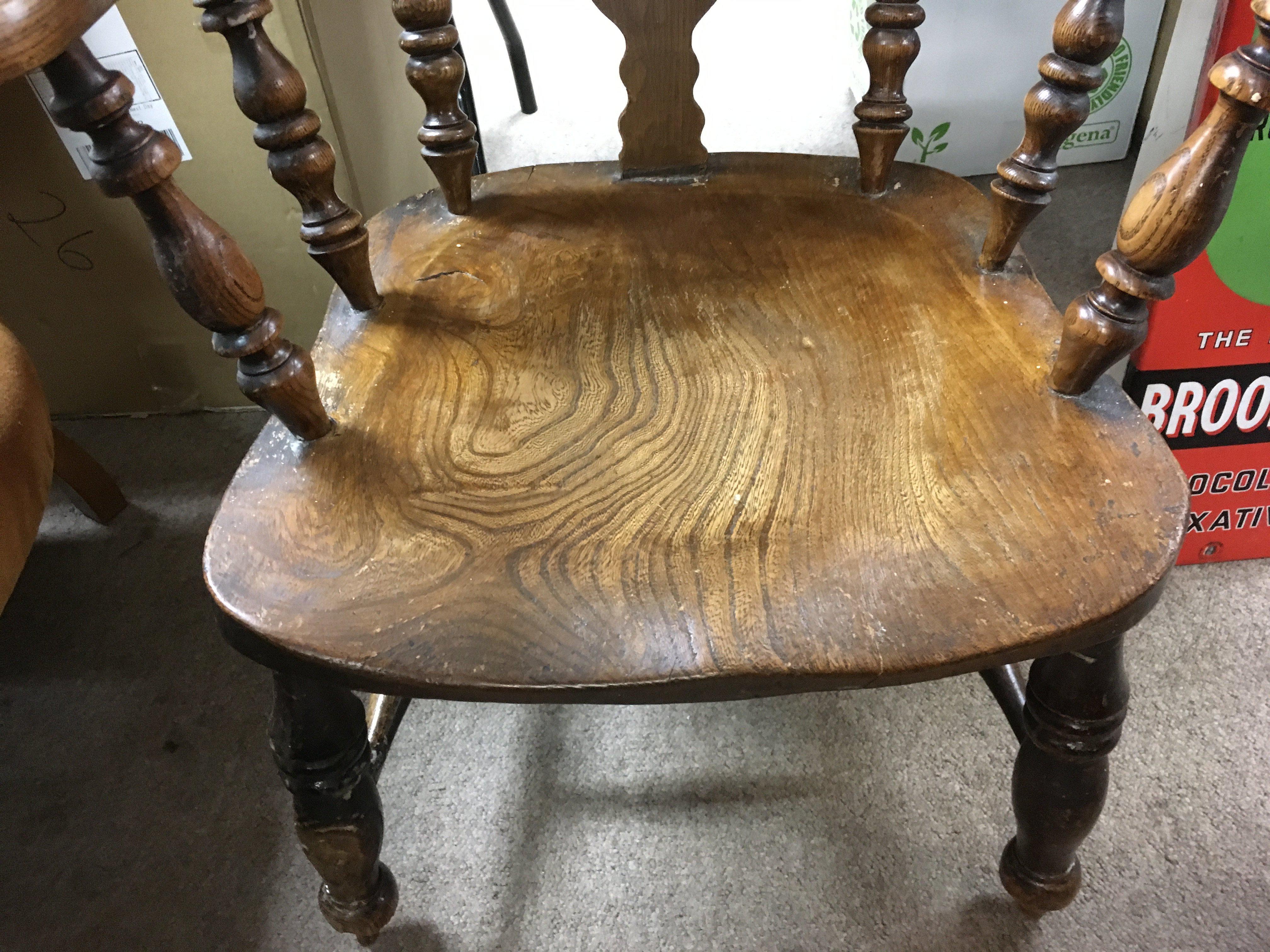 A elm stick back chair with solid seat on turned l - Image 2 of 2