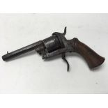 A 19th century Belgium rim fire pistol with wooden