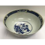 A large blue and white Chinese bowl, approx diamet