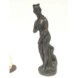 A 19th century bronze in the form of a nude woman with a stylised dolphin. Hight 36cm