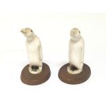 Two early 20th Century Inca tribe type carved marine ivory figures in the form of penguins. Height
