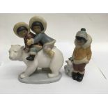 Two Lladro figures in the form of Eskimos - NO RES