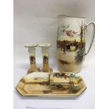 A part Doulton coach ware dressing table set inclu