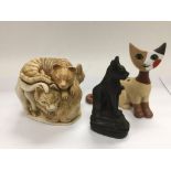 An unusual Goebel figure of a cat, signed, plus a