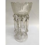 A Victorian cut glass lustre with glass drops . 38 cm