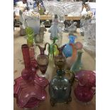 A Large cut glass comport And a collection of Victorian and later glass ware .