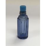 A small Lalique blue glass perfume bottle, approx