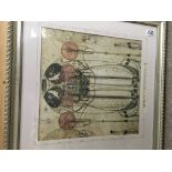 A Charles Mackintosh style print plus additional frames and pictures.