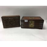 A carved Indian sandle wood box plus a further Chi