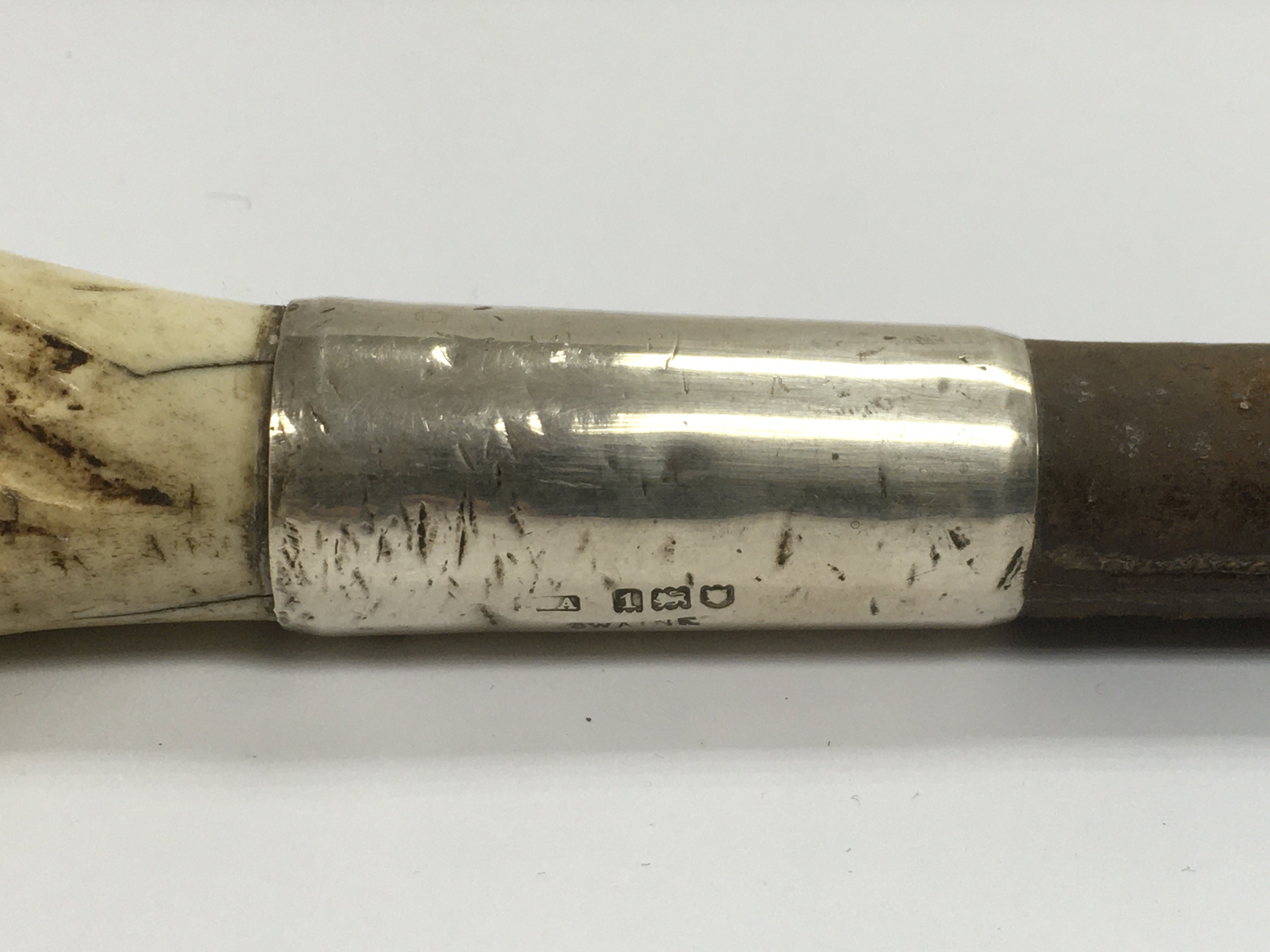 A silver banded horn handled cane. - Image 2 of 2