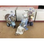 3 NAO porcelain clown figures with boxes.