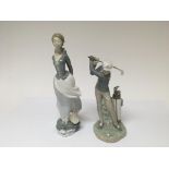 Two Lladro figures. One in the form of a golfer an