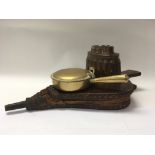 18 century elm bellows, Victorian copper jelly mou