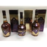 Six bottles of cognac comprising five bottles of Courvoisier V.S.O.P. and one V.S.