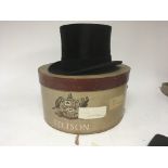 A vintage top hat with oval box London made.
