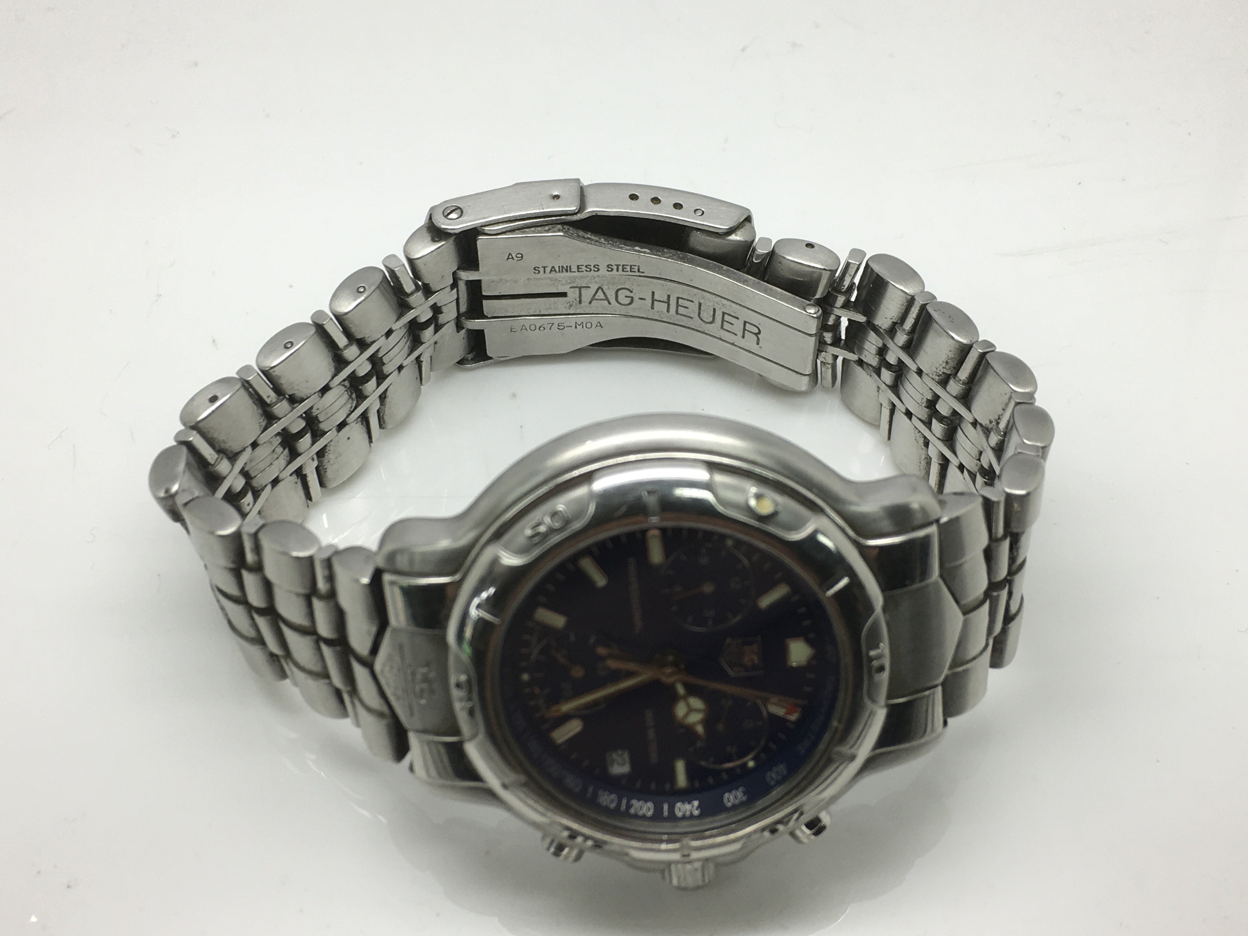 A boxed gents Tag Heuer chronograph watch with blu - Image 2 of 2