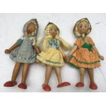 A collection of Polish wooden peg dolls, 1960s, al