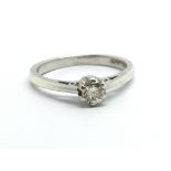 A 9ct white gold solitaire diamond ring, approx.25