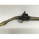 A ottoman flintlock pistol with brass bound barrel