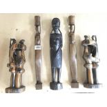 5 African carved hardwood figures - NO RESERVE