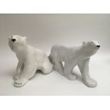 Two Lomonosov figures of polar bears, approx heigh