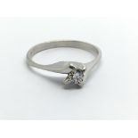 A 9ct white gold solitaire diamond ring, approx.20