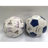 Two Tottenham Hotspur team signed footballs.