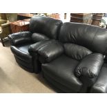 A Pair Modern soft black leather armchairs one rec