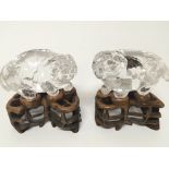A Pair of Chinese rock crystal carvings in the for