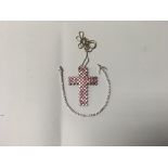 A large sterling silver Pink stone set cross and a