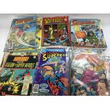 A box of 80 plus vintage comics including Creepy Tales, Superman and others.