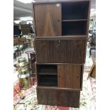 Four Rosewood veneered Danish modern design wall floating cabinets. With some wall brackets.