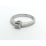 An 18ct white gold princess cut solitaire diamond