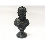 Black female bust on a black marble sockle