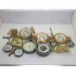 A bag of various pocket watches.
