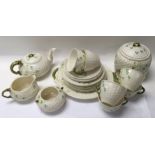 A Belleek classic shamrock design tea set and bisc