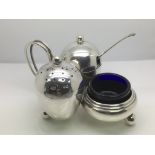 A three piece silver cruet and spoon, Sheffield ha