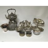 A collection of silver plate including a spirit ke