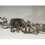 A collection of silver plate comprising a large st