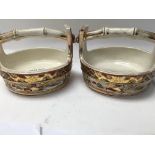 A pair of Japanese satsuma baskets decorated with