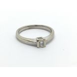 A 9carat white gold ring set with a solitaire diam