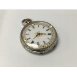 A .935 silver ladies pocket watch with button wind