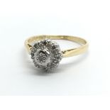 An 18ct gold diamond cluster ring, approx .10ct, a