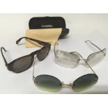 Three pairs of authentic Chanel sunglasses one pai