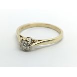 A 9ct gold solitaire diamond ring, approx .25ct, a