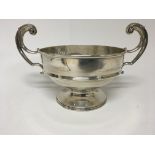 A silver trophy cup with scroll handles Sheffield