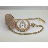 A gents Rotary multi function pocket watch in rose
