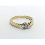 An 18ct gold solitaire diamond ring, approx 1/4ct,