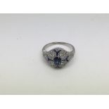 A Victorian style platinum, sapphire and diamond r