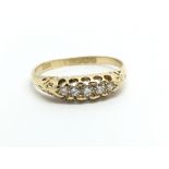 A vintage 18ct gold five stone diamond ring, appro